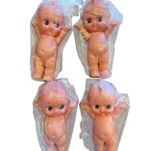 Vintage Kewpie Dolls Lot of 4 NOS Sealed Rubber Vinyl Baby Dolls Big Eyes